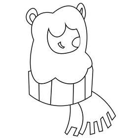 Llama scarf black and white clipart