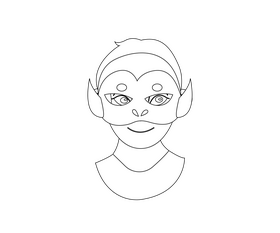 Cartoon dragon mask black and white clipart