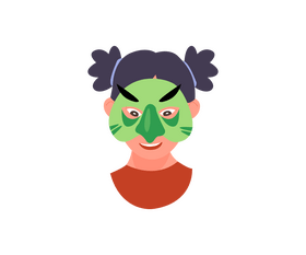 Girl in frog mask clipart