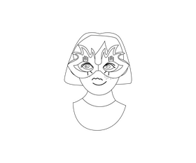 Girl dressed in carnival mask black and white clipart