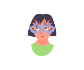 Girl dressed in carnival mask clipart