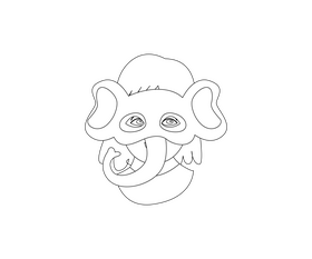Free elephant mask black and white clipart