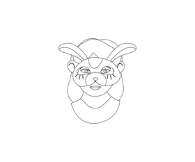 Rabbit mask drawing black and white clipart