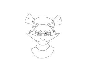 Girl in raccoon mask black and white clipart
