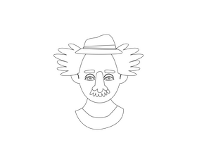 Cartoon clown black and white clipart