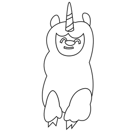 Llama unicorn black and white clipart