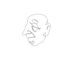 Old bald man profile drawing black and white clipart