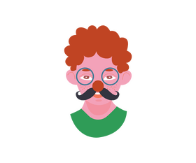 Redhead boy in mask with mustache clipart