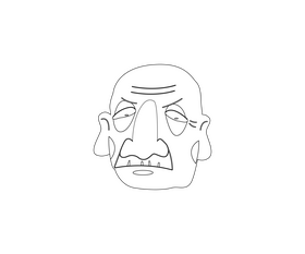 Cartoon man portrait black and white clipart