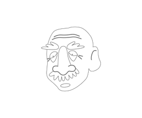 Surprised old man drawing black and white clipart