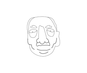 Scared old man face black and white clipart