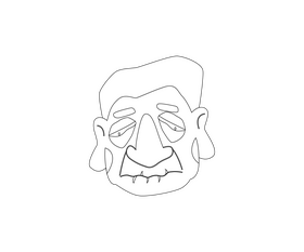 Sad old man portrait black and white clipart