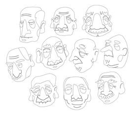 Old men faces black and white vector