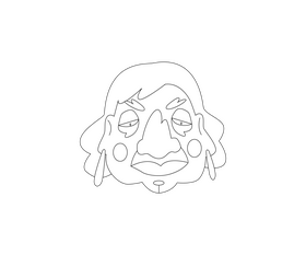 Old woman with earrings black and white clipart