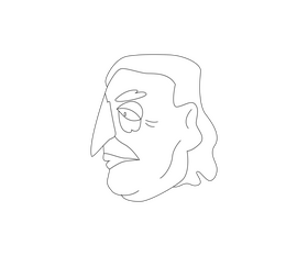 Elderly woman profile portrait black and white clipart