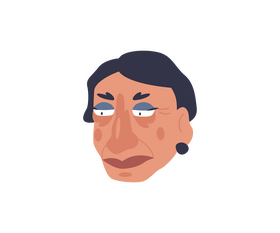 Elderly woman with short blue hair clipart