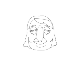 Elderly woman face black and white clipart