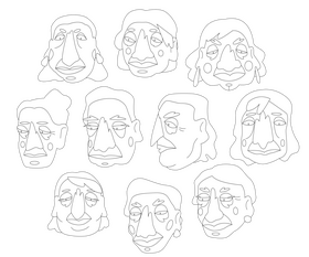 Old women faces black and white vector