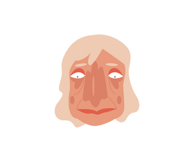 Sad face of elderly woman clipart