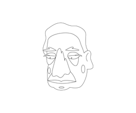 Short hair old woman face black and white clipart