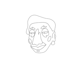 Elderly woman portrait with short red hair black and white clipart