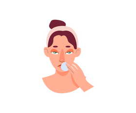 Cartoon girl applies lip balm clipart