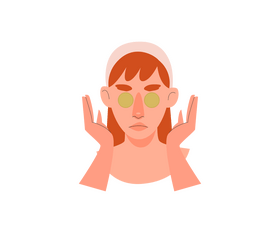 Girl with cucumber eye patches clipart