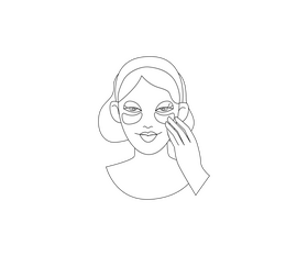 Cute girl face with patches under eyes black and white clipart