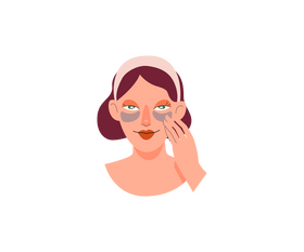 Cute girl face with patches under eyes clipart