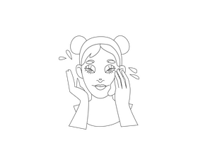 Girl washes her face black and white clipart