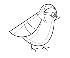 Cartoon bird black and white clipart