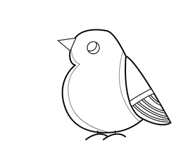 Cute scarlet bird black and white clipart