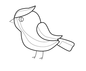 Cartoon baby bird black and white clipart