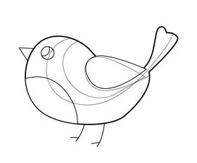 Cartoon chick bird black and white clipart