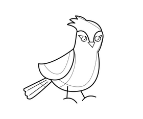 Cartoon bird black and white clipart
