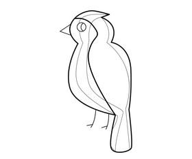Gray bird illustration black and white clipart