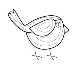 Fat bird black and white clipart