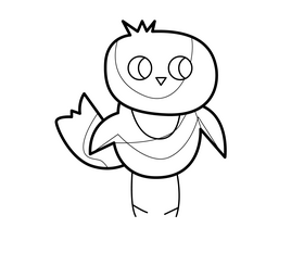 Scarlet chick, cartoon baby scarlet bird black and white clipart