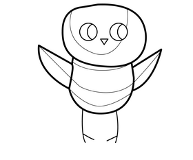 Cute red chick flying black and white clipart