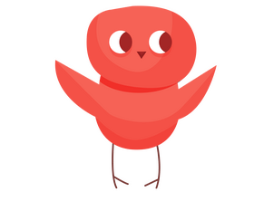 Cute red chick flying clipart