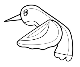 Green baby hummingbird illustration black and white clipart