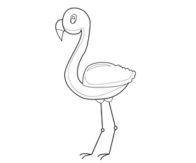 Cartoon pink flamingo black and white clipart
