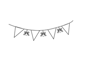 Halloween garland flags drawing black and white clipart