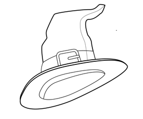 Halloween with hat drawing black and white clipart