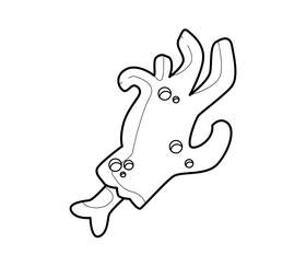 Halloween hand with bone illustration black and white clipart