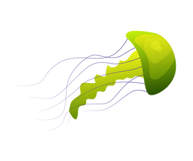 Green jellyfish drawing clipart