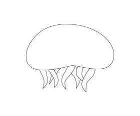 Green jellyfish drawing black and white clipart