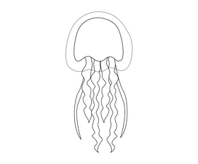 Cartoon jellyfish black and white clipart