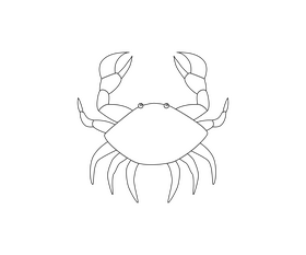 Crab drawing black and white clipart