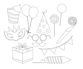 Party horn black and white vector free download